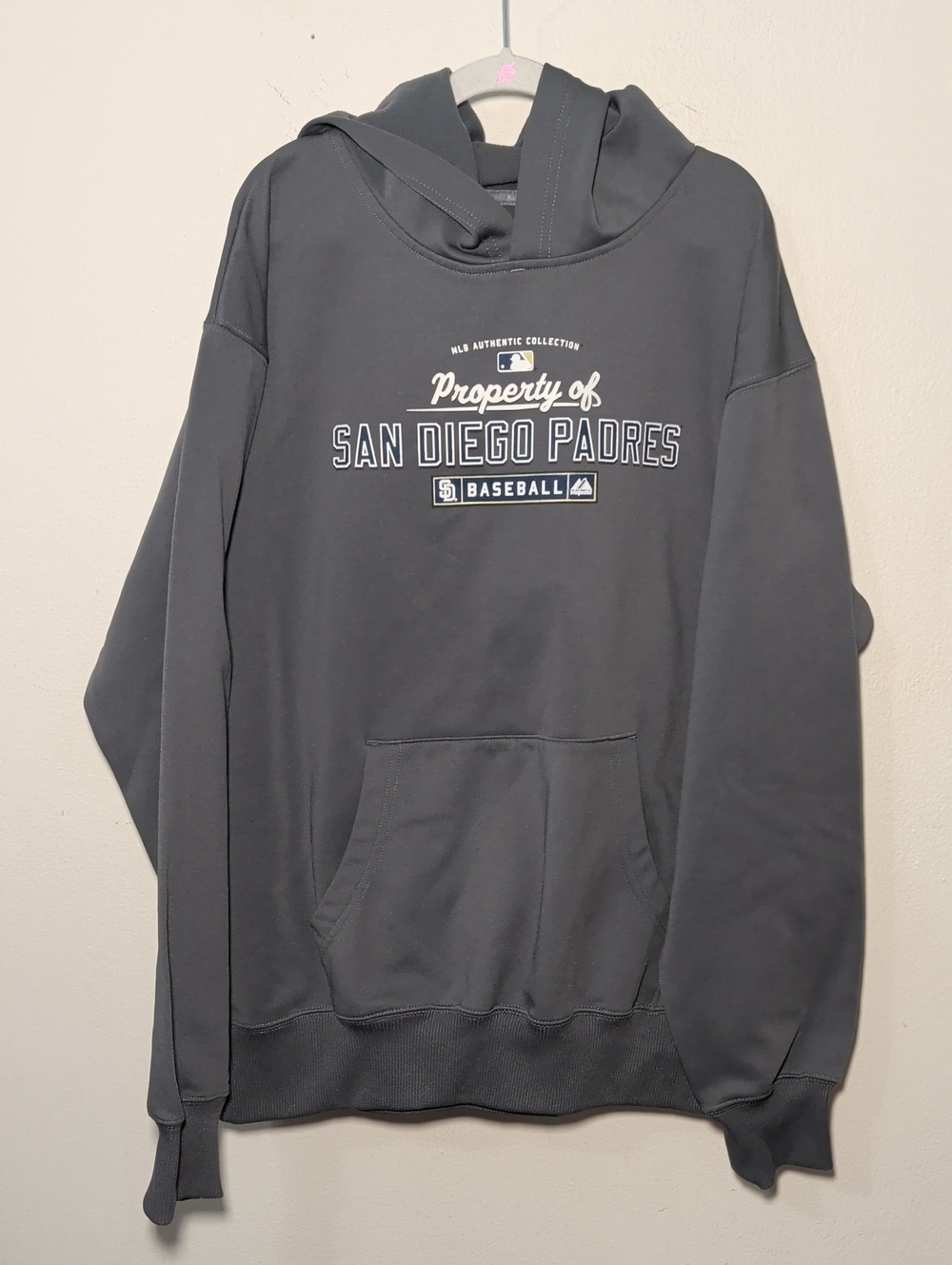 Majestic Property of San Diego Padres Hoodie Gray White Thermabase Boys Size XL